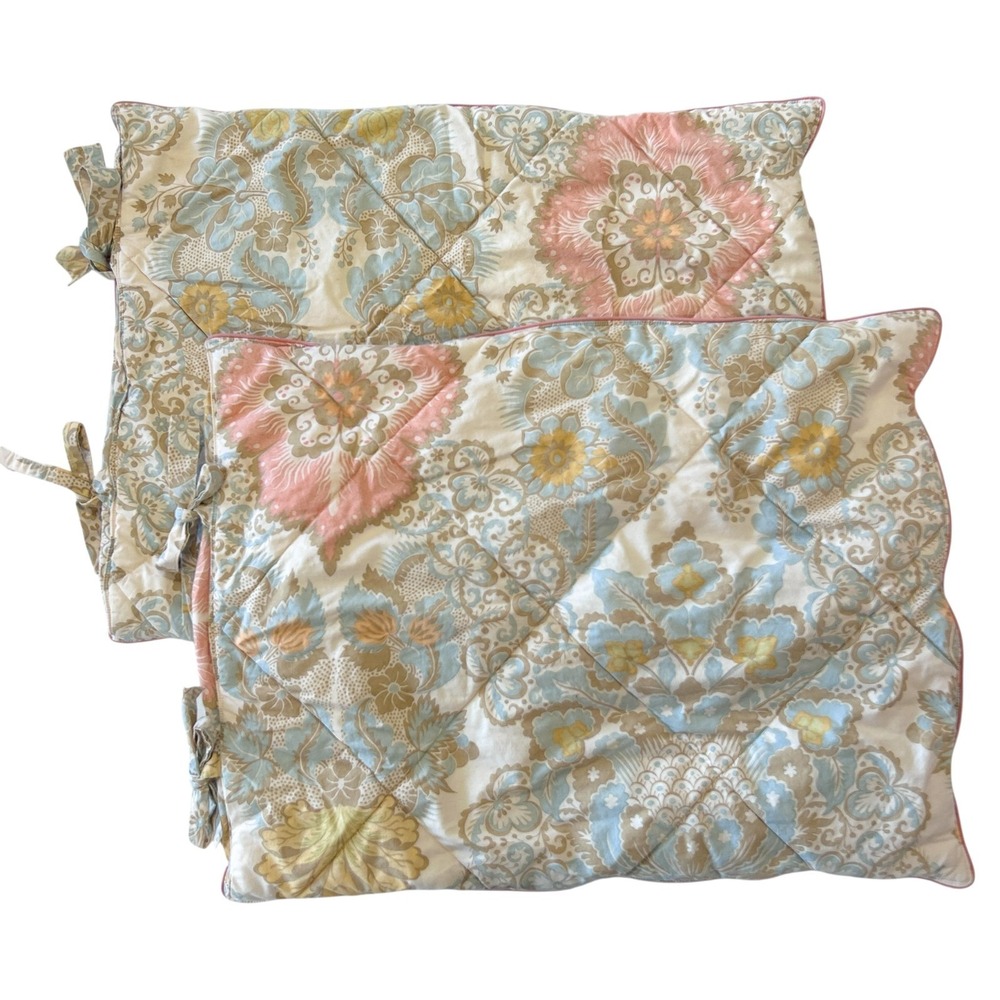 Pottery Barn 2 pc Set Matching Quilted‎ Standard Size Pillow Case Sham Palampore